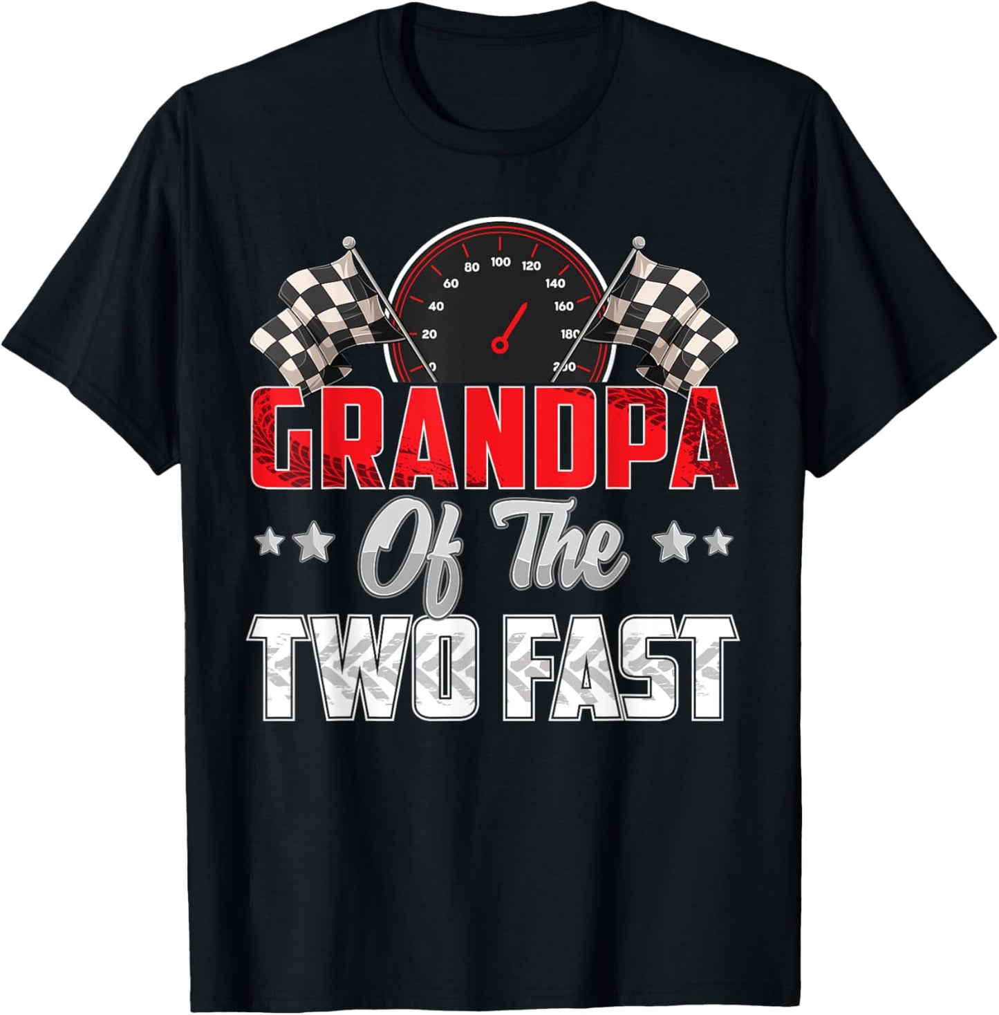 2 year old racing car two fast birthday 2nd Family Grandpa T-Shirt - T-Shirt | Black