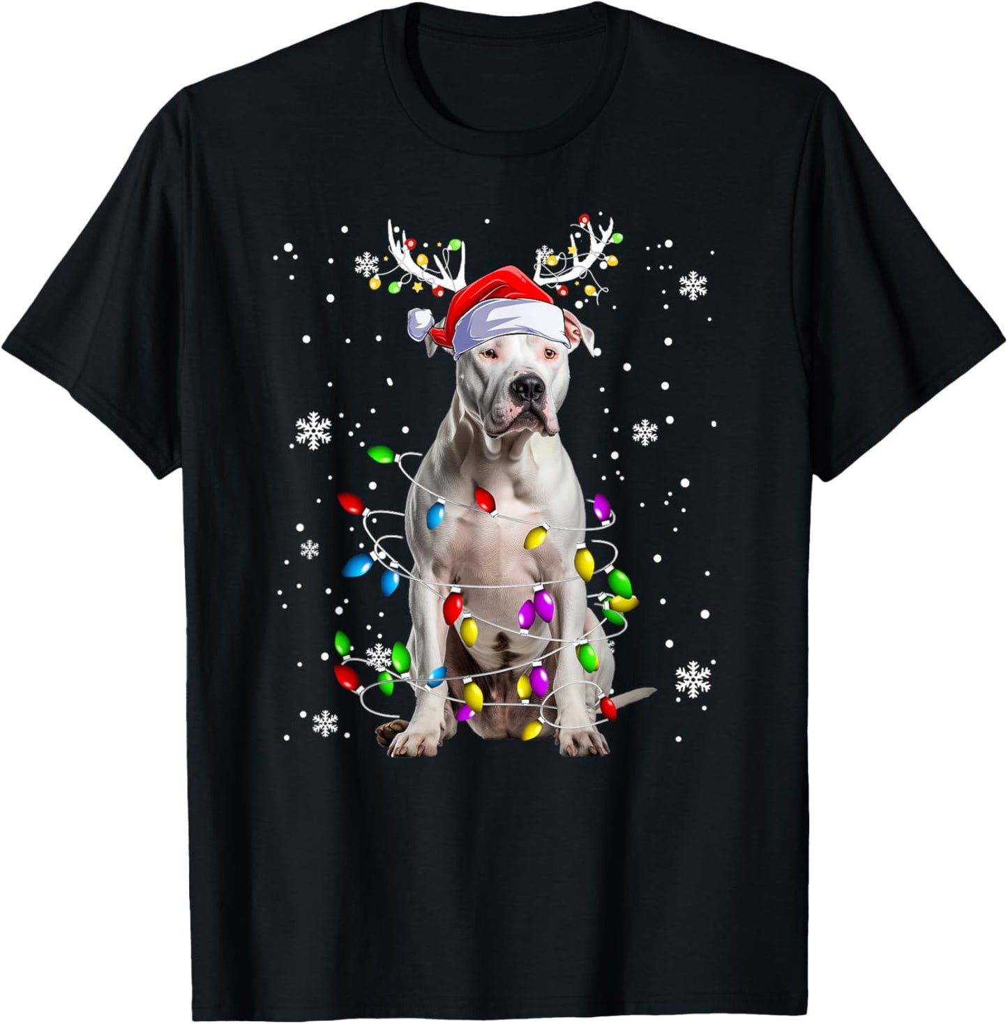 Pitbull Doggy funny Christmas Pitbull dog Reindeer Women Kids T-Shirt - T-Shirt | Black