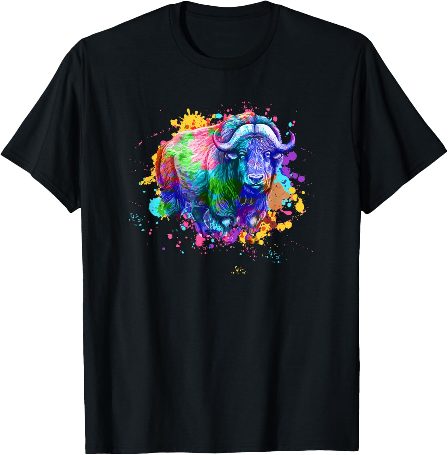 Musk Ox With Watercolors - Musk Ox Muskox T-Shirt - T-Shirt | Black