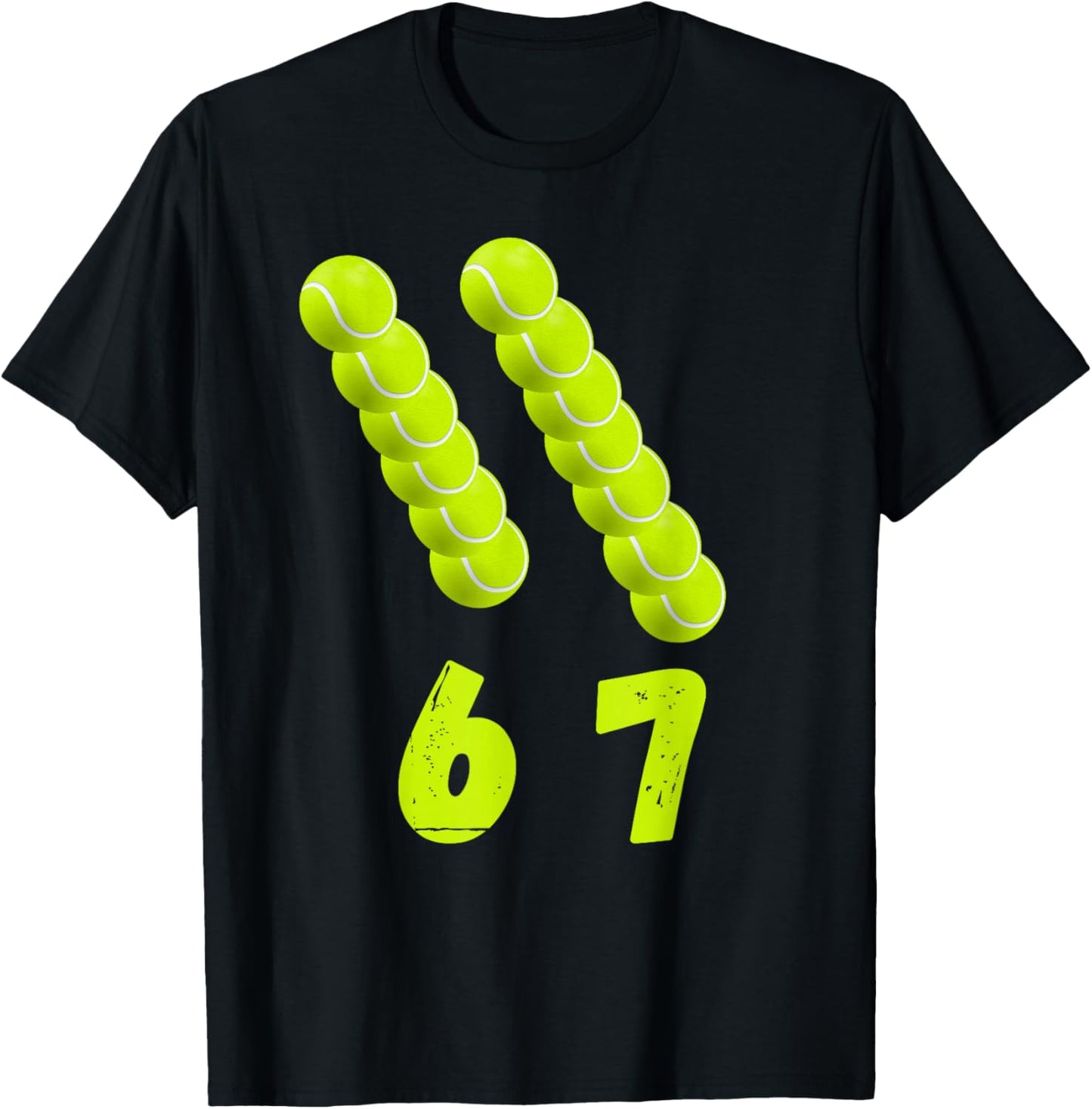 Funny Tennis Lover 6 7 Meme Tennis Balls Gen Alpha Slang T-Shirt - T-Shirt | Black