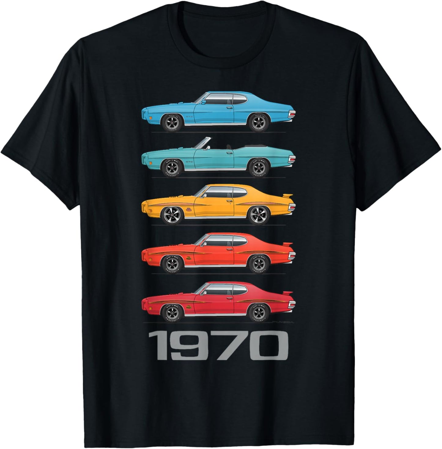 1970 70 GTO Classic Car Old School Muscle Car T-Shirt - T-Shirt | Black