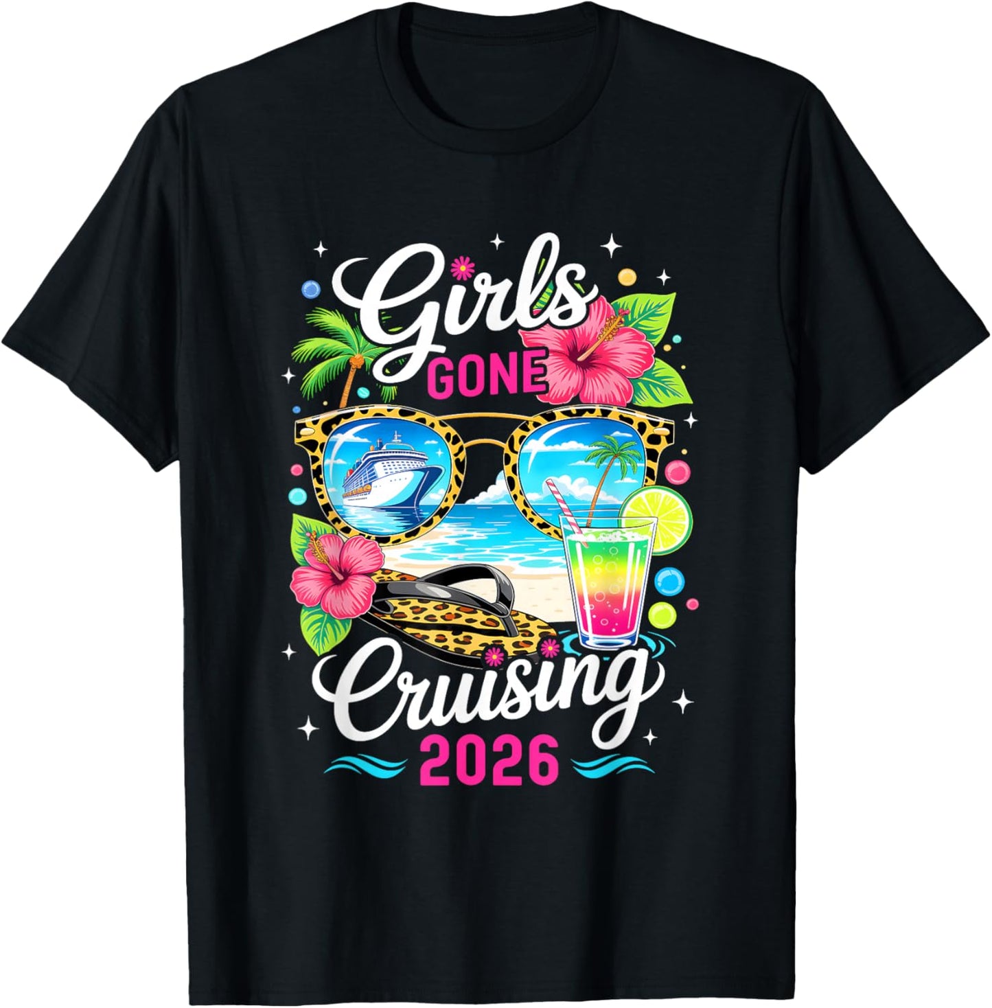 Girls Gone Cruising 2026 Tropical Vacation Party Trip T-Shirt - T-Shirt | Black