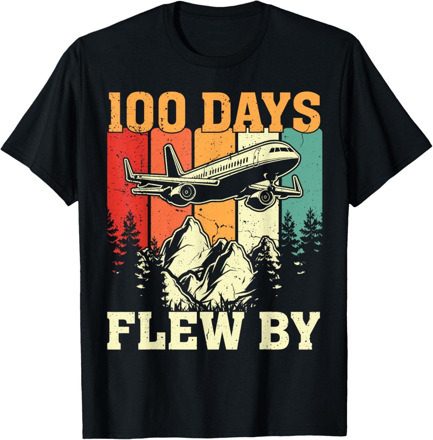 100 Days Just Flew By Airplane 100th Day Of School Teacher T-Shirt - T-Shirt | Black
