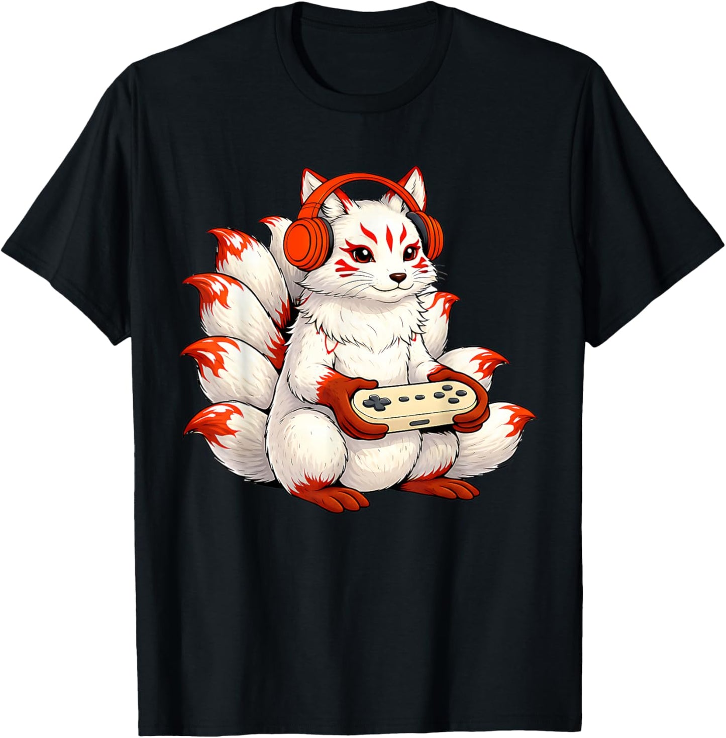 Kawaii Kitsune Gaming Japanese Inspired Video Games Retro T-Shirt - T-Shirt | Black