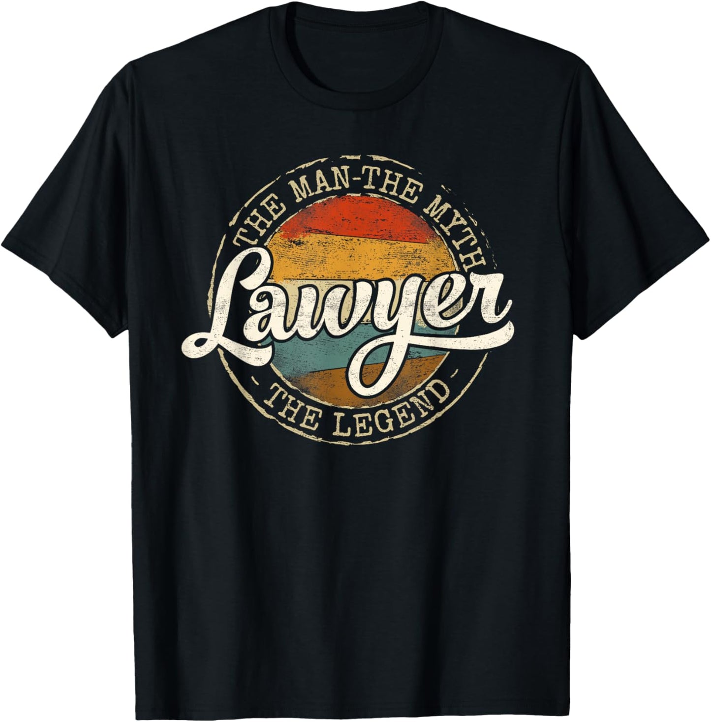 Lawyer The Man The Myth The Legend Vintage Stamp Legal T-Shirt - T-Shirt | Black