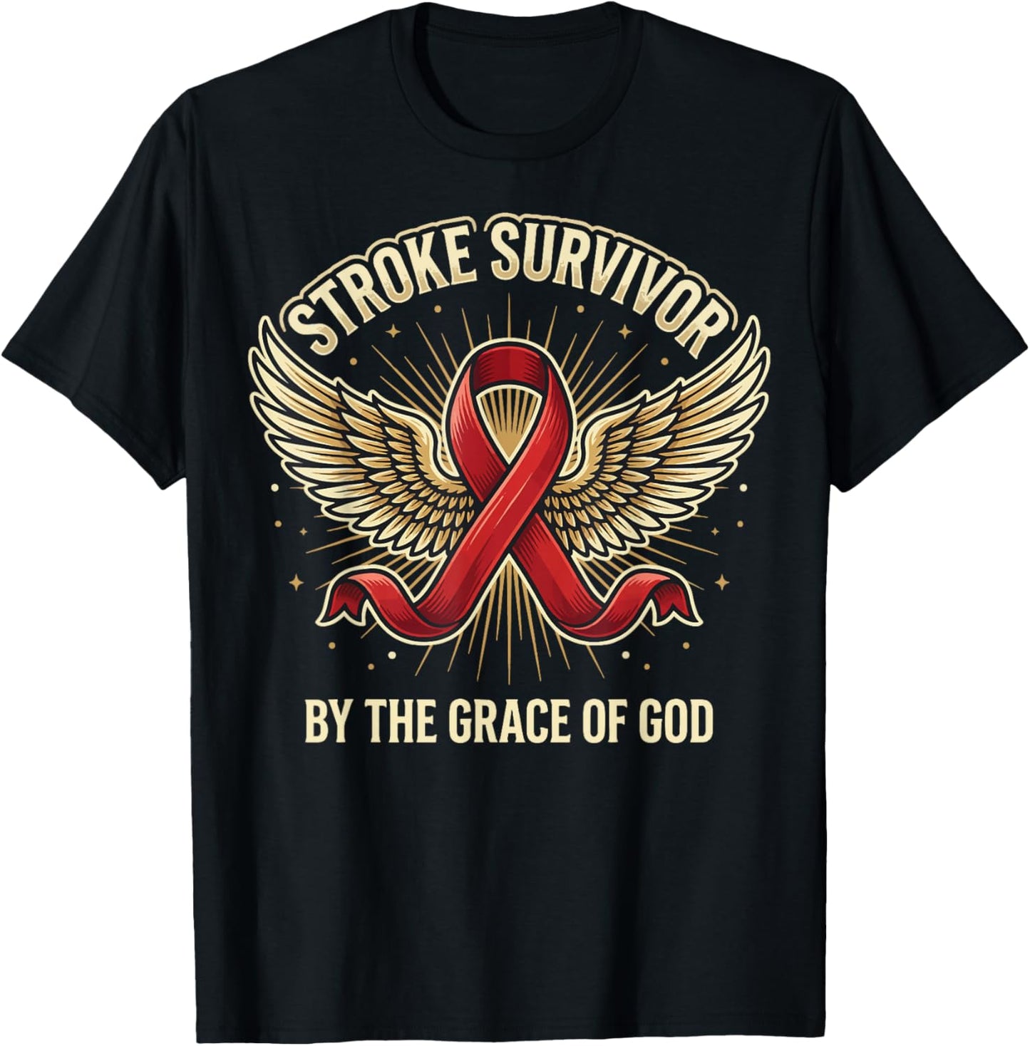 Stroke Survivor By The Grace of God T-Shirt - T-Shirt | Black