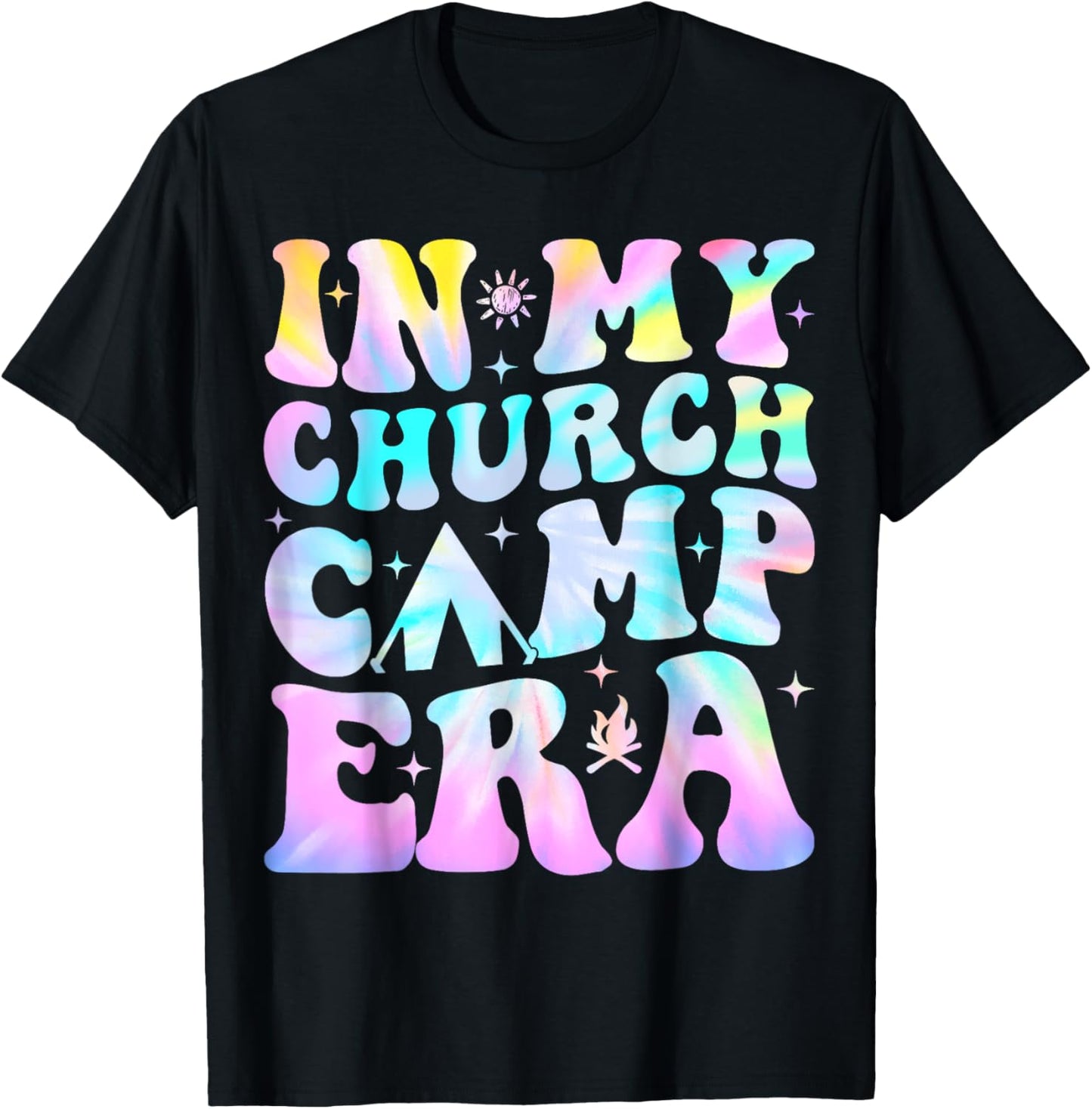 In My Church Camp Era Funny Summer Camp Camping Retro T-Shirt - T-Shirt | Black