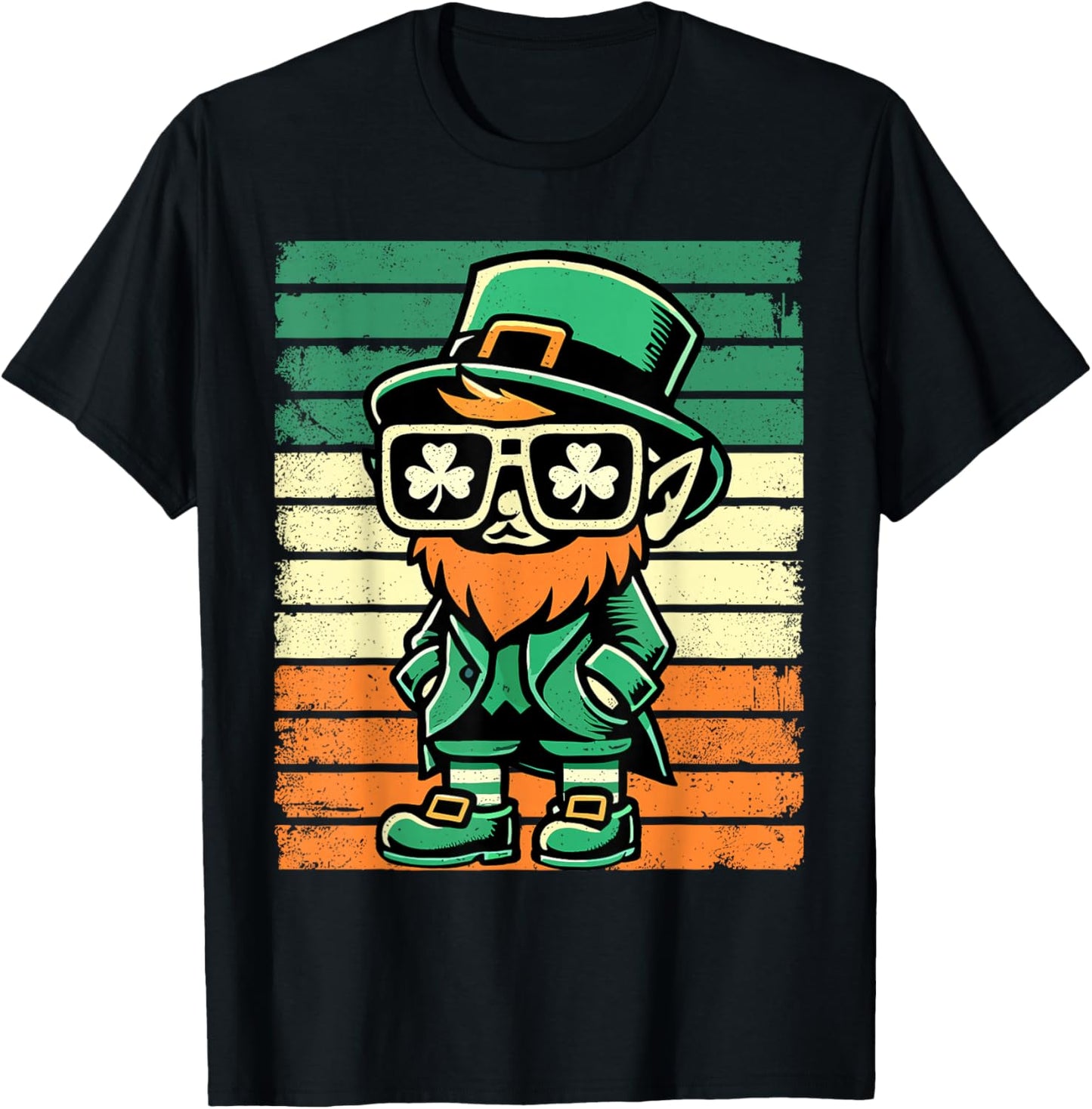 Lustiges St. Patrick's Day, Retro-Design, Leprechaun, Kleeblatt T-Shirt - T-Shirt | Black