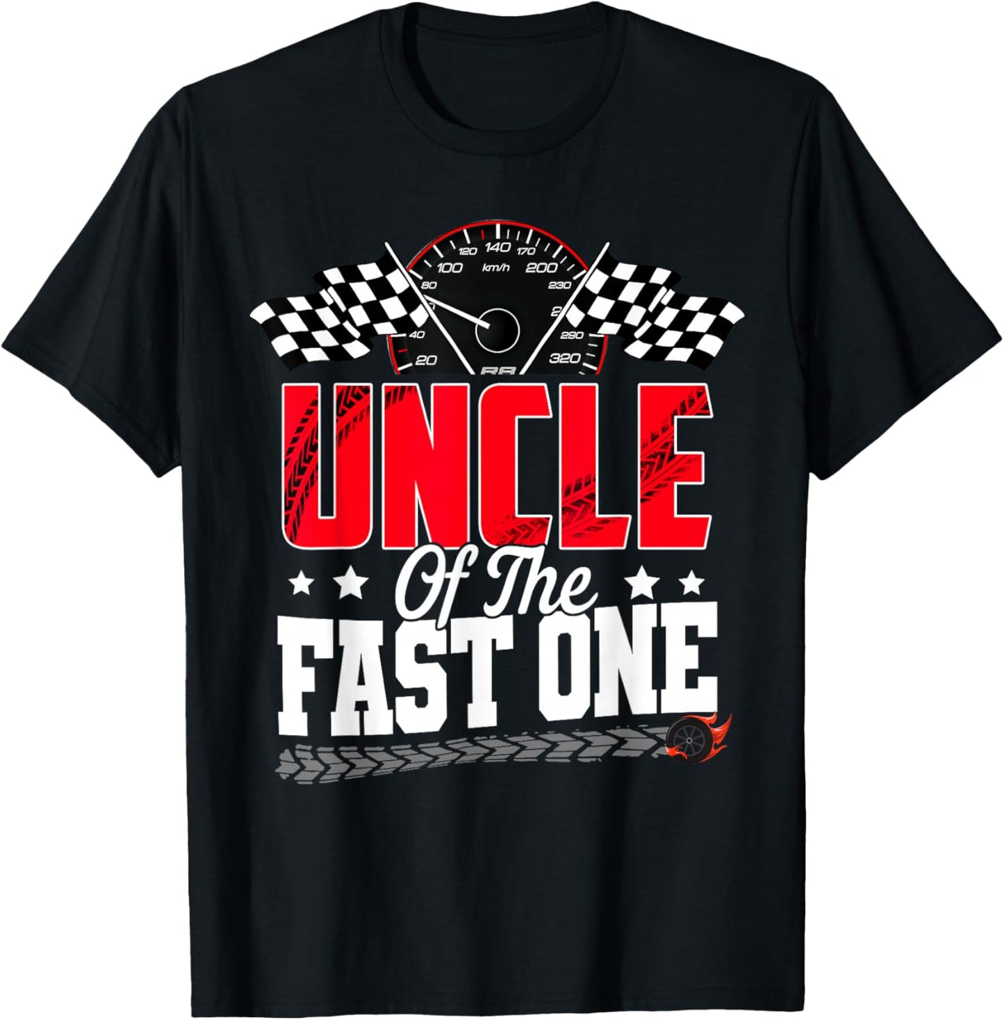Racing Car Family Uncle of The Fast One 1st Birthday Boy T-Shirt - T-Shirt | Black