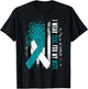 I Wear Teal For My Wife Cervical Cancer Husband USA Flag T-Shirt - T-Shirt | Black