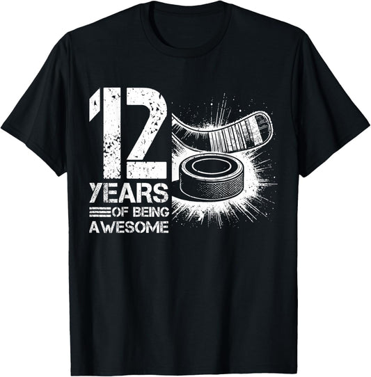 12th Birthday Boys Icehockey Player Ice Hockey 12 Years Old T-Shirt - T-Shirt | Black