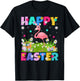 Flamingo Happy Easter Egg Hunt Bunny Ear Flamingo Easter T-Shirt - T-Shirt | Black