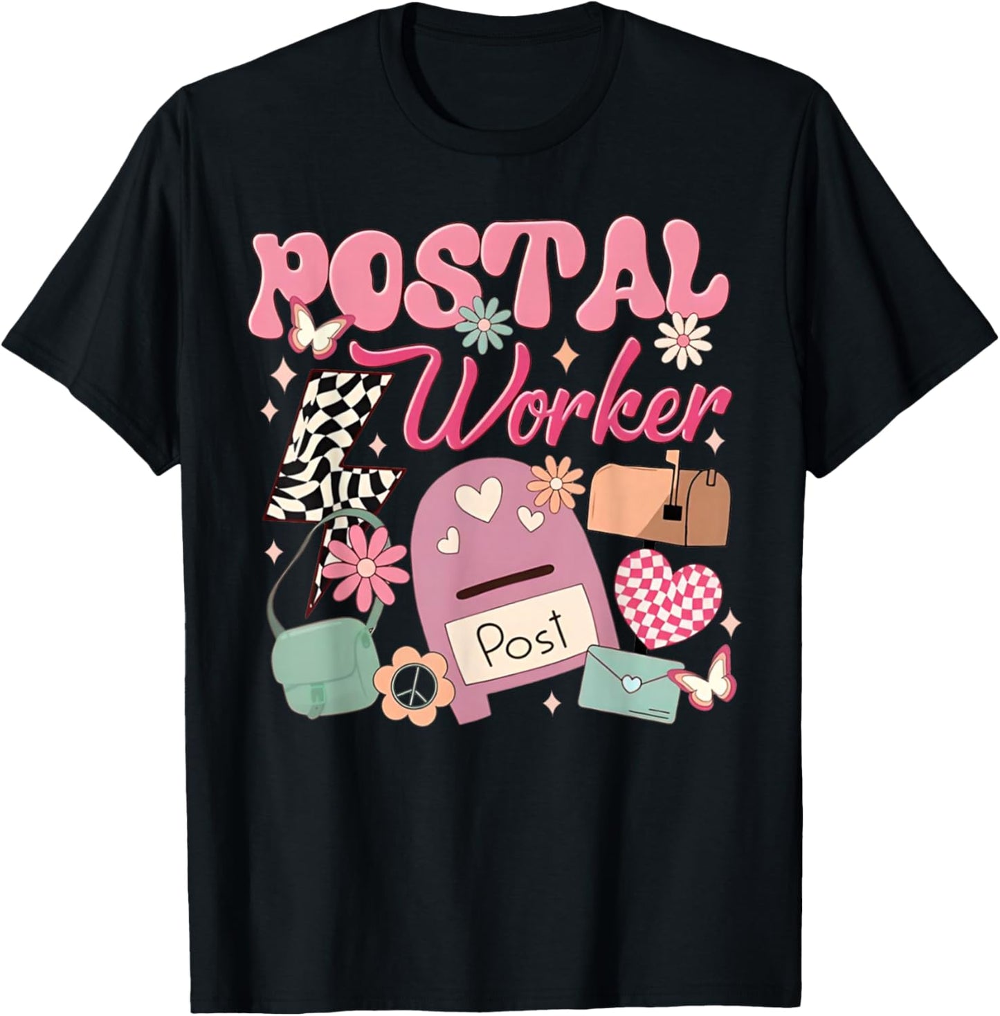 Funny Retro Postal Worker Post Office Delivery Mailman Life , Small, Black T-Shirt - T-Shirt | Black