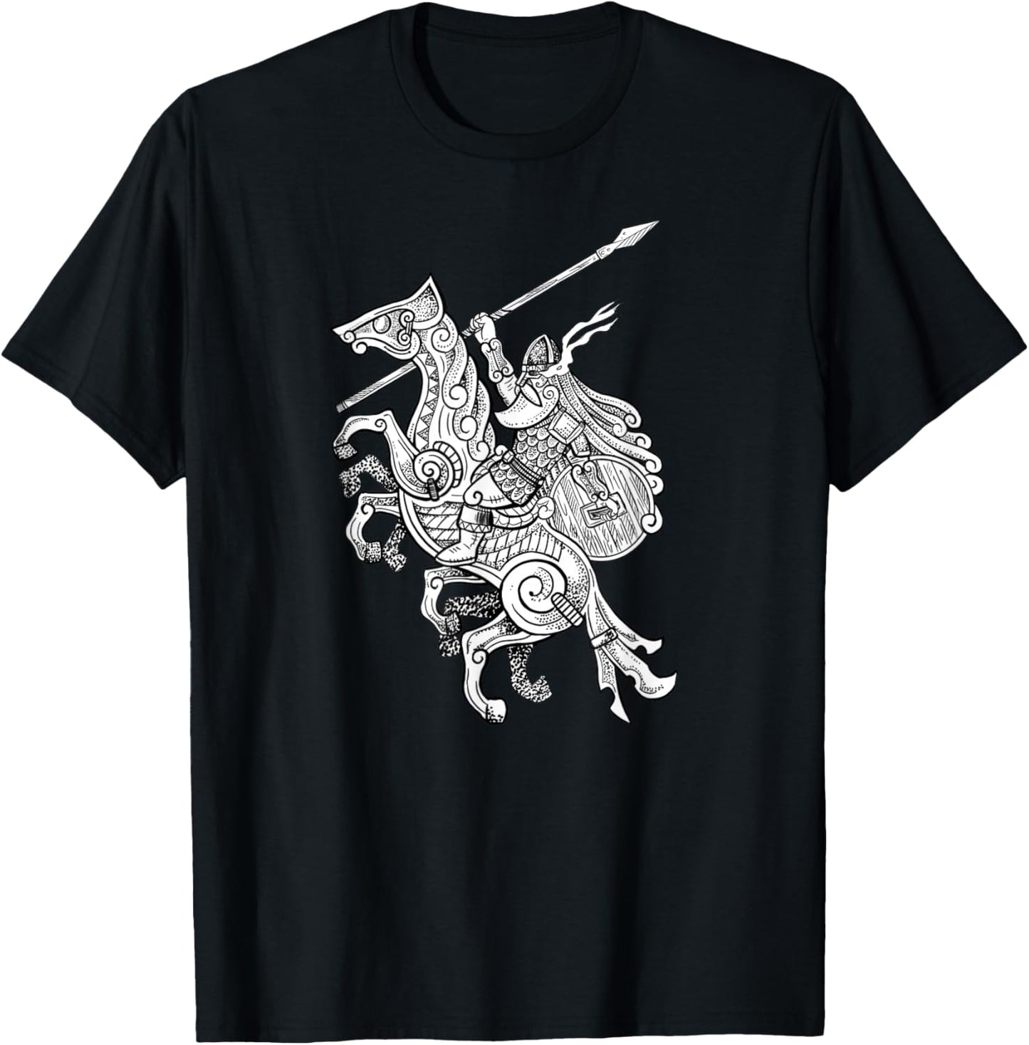 Odin on his horse shirt for vikings nordic style T-Shirt - T-Shirt | Black