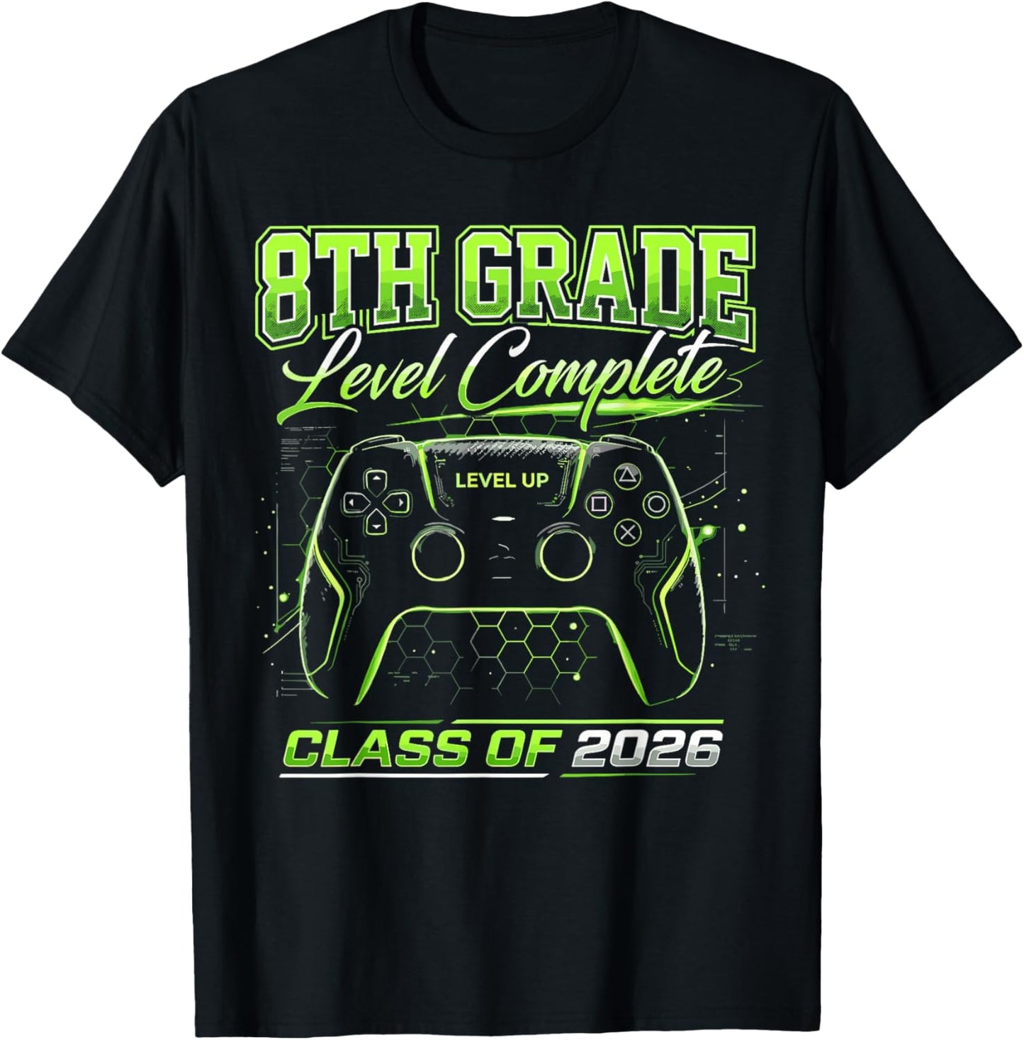 Gaming Graduation Shirt, 8th Grade Level Complete T-Shirt - T-Shirt | Black