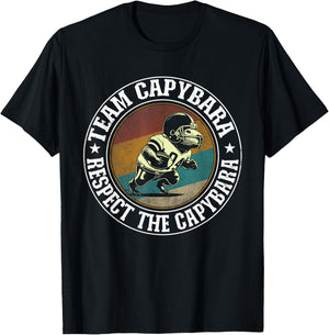 Retro Capybara Playing Football Vintage Capybara Football T-Shirt - T-Shirt | Black