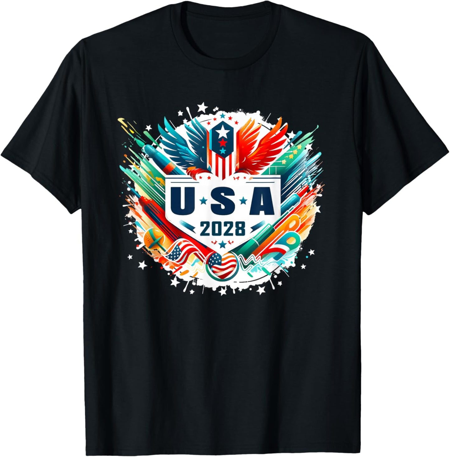 USA 2028 Go United States Sport USA Team 2028 USA T-Shirt - T-Shirt | Black