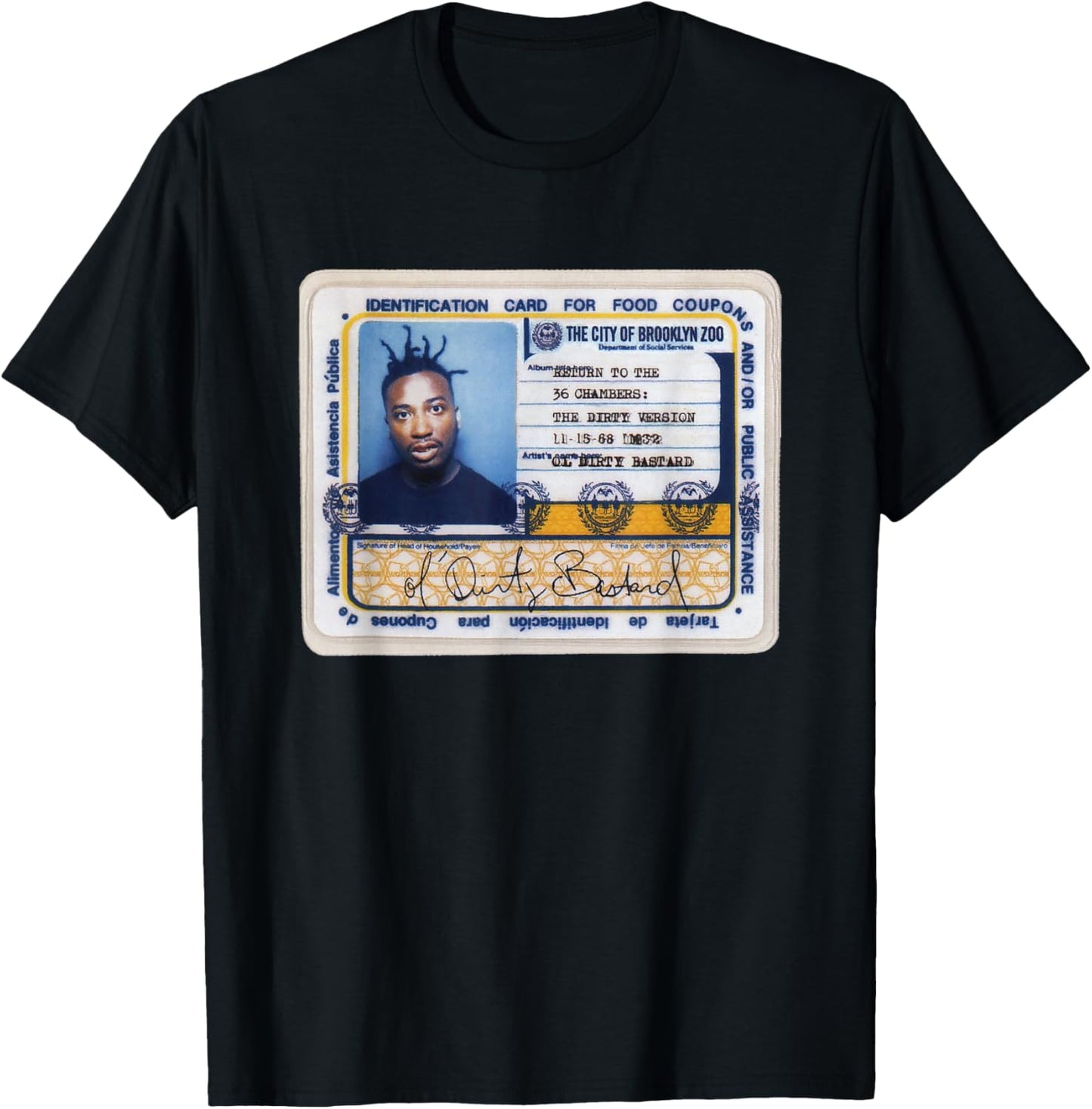 Ol' Dirty Bastard Return To The 36 Chambers ID Card ODB T-Shirt - T-Shirt | Black