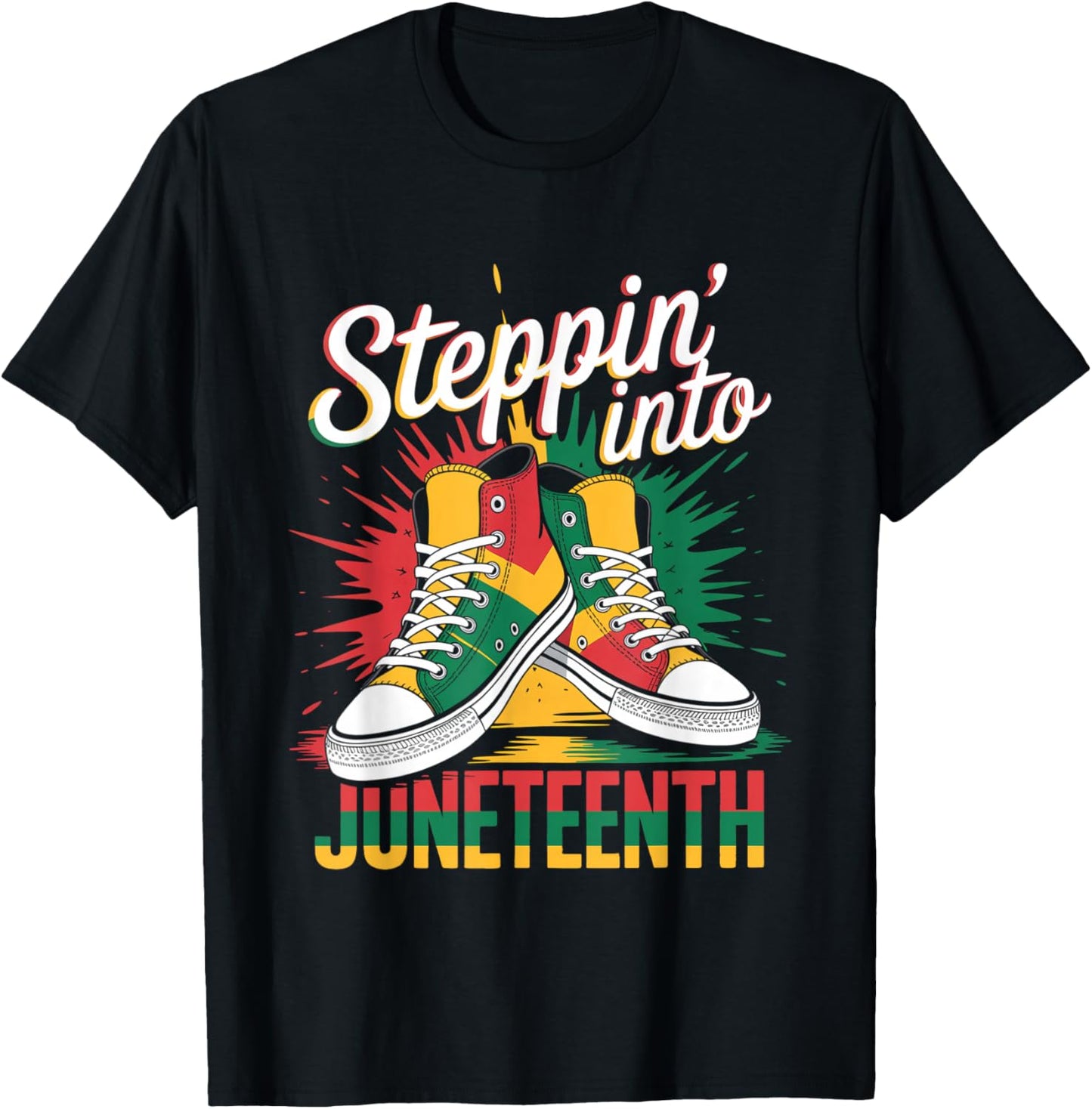 Stepping Into Juneteenth Afro Woman Black Girls Sneakers Men T-Shirt - T-Shirt | Black