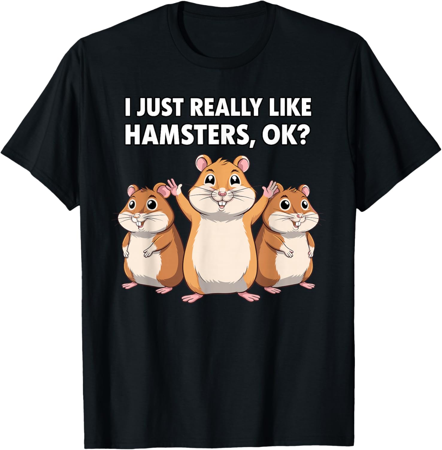Cute Hamster Design Women Kids Dwarf Hamster Lovers T-Shirt - T-Shirt | Black