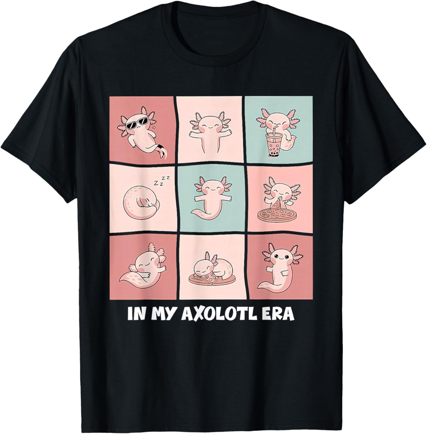 In My Axolotl Era, Salamander Cute Axolotl Kids Boys Girls T-Shirt - T-Shirt | Black