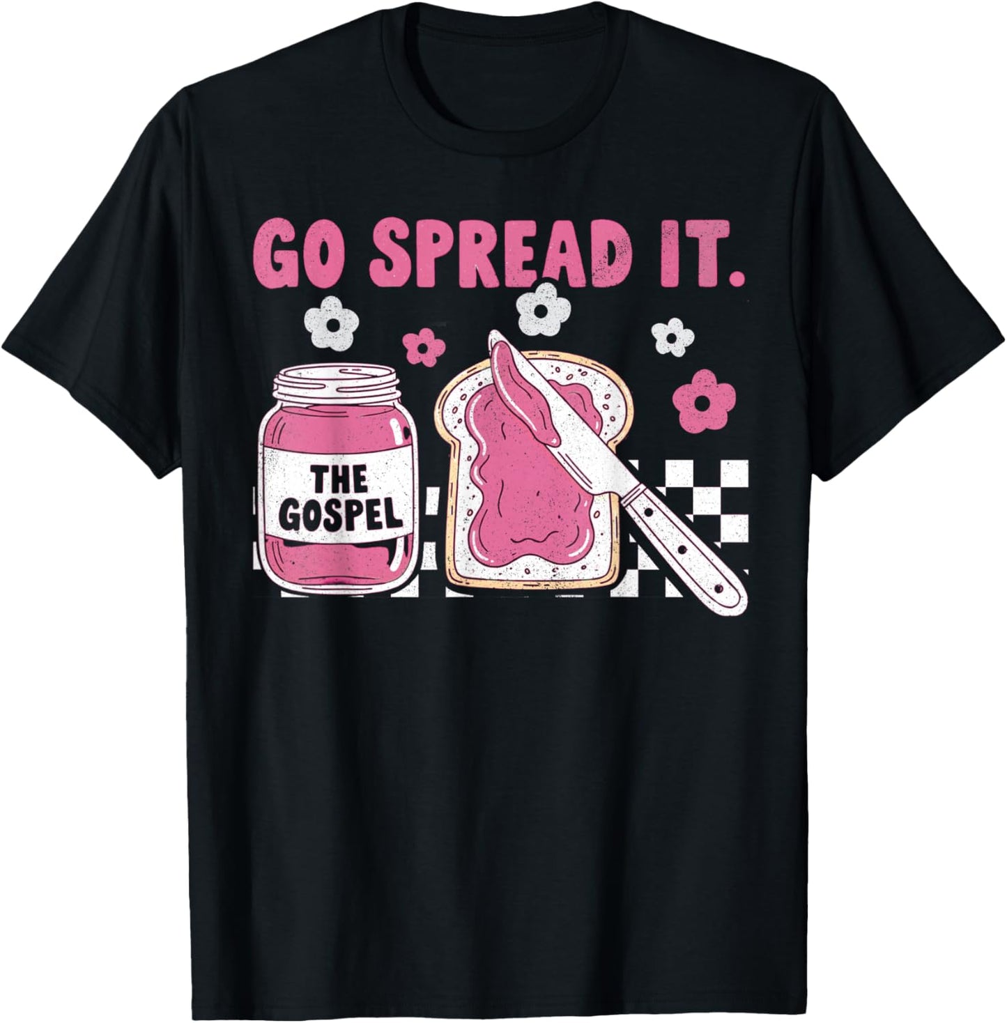 Go Spread It The Gospel Retro Funny Jar Floral Christian T-Shirt - T-Shirt | Black