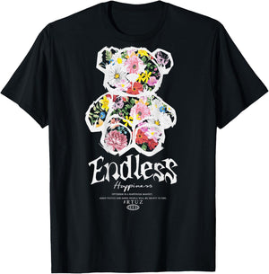 Hip Hop Vintage Edgy Urban Y2K Back Print Streetwear Teddy T-Shirt - T-Shirt | Black