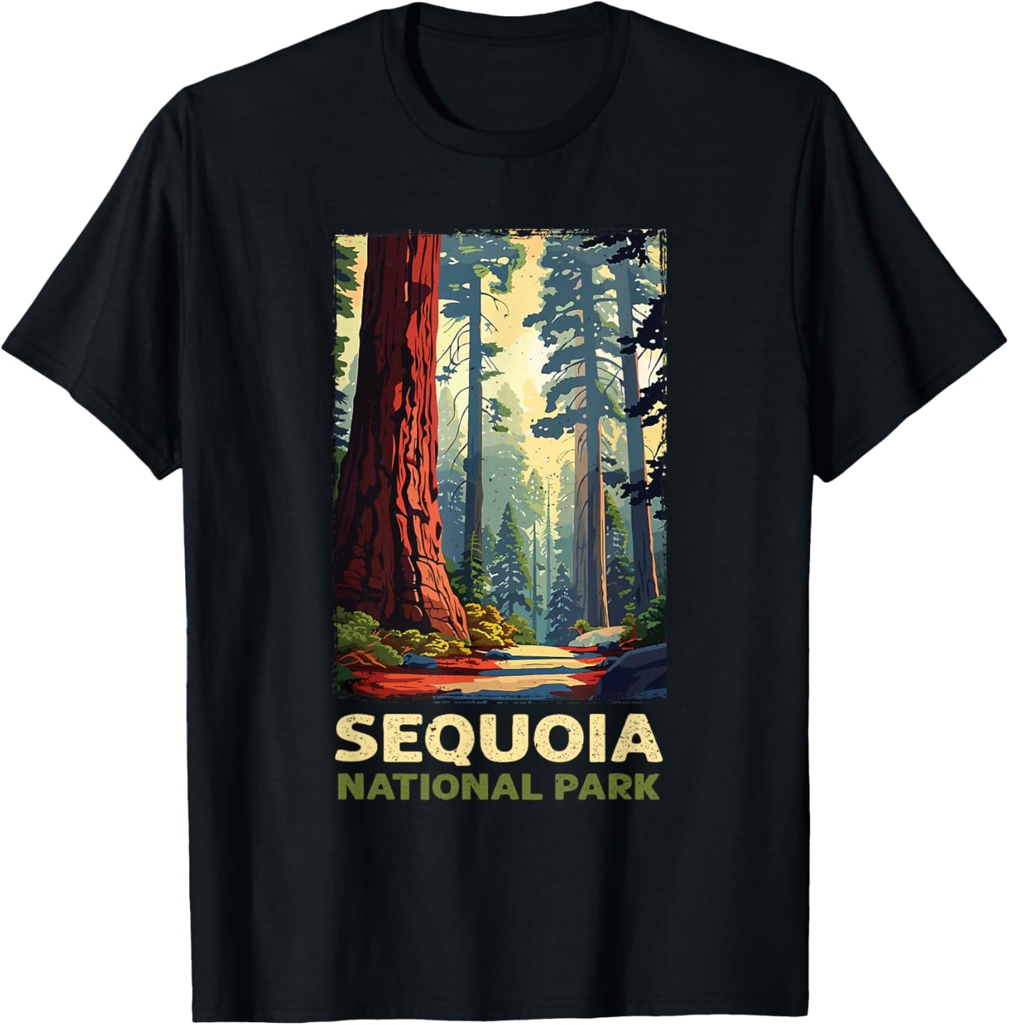 Retro Vintage Sequoia National Park for kids Hiking Camping T-Shirt - T-Shirt | Black