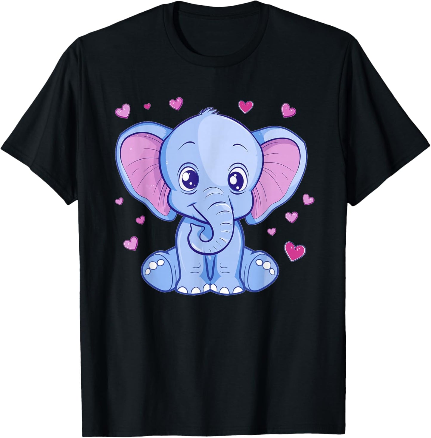 Cute Elephant With Hearts I Kids Elephant T-Shirt - T-Shirt | Black
