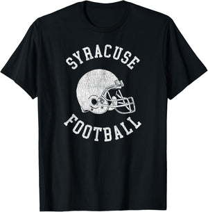 Syracuse Football Throwback Football Helmet Retro Distressed T-Shirt - T-Shirt | Black