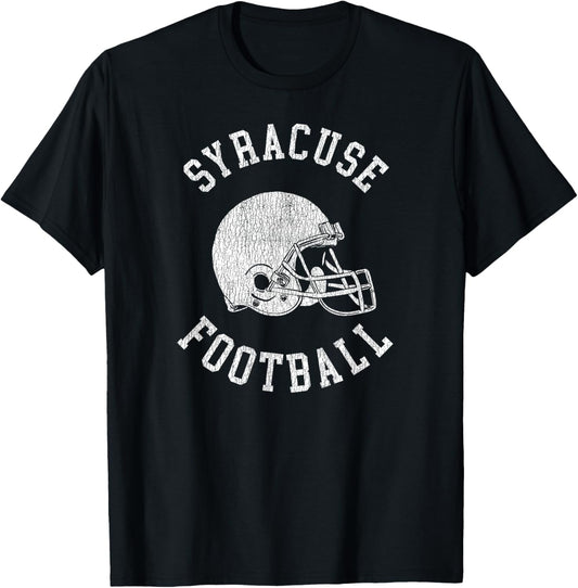 Syracuse Football Throwback Football Helmet Retro Distressed T-Shirt - T-Shirt | Black