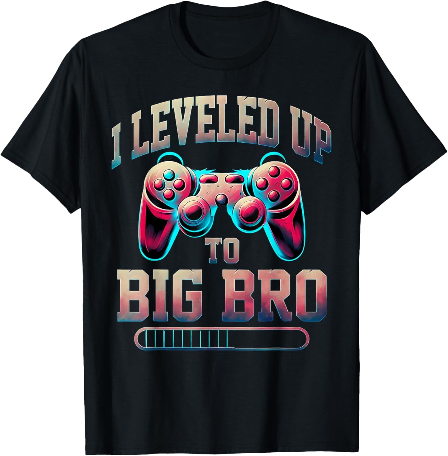 I Leveled Up to Big Bro Funny Gamer Big Brother T-Shirt - T-Shirt | Black
