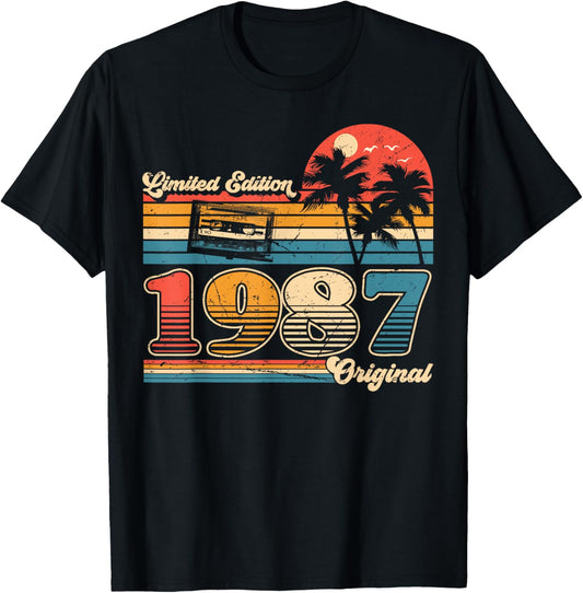 38th Birthday Retro Vintage 1987 Men Women T-Shirt - T-Shirt | Black