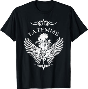 La Femme Snake And Rose Dark Art T-Shirt - T-Shirt | Black