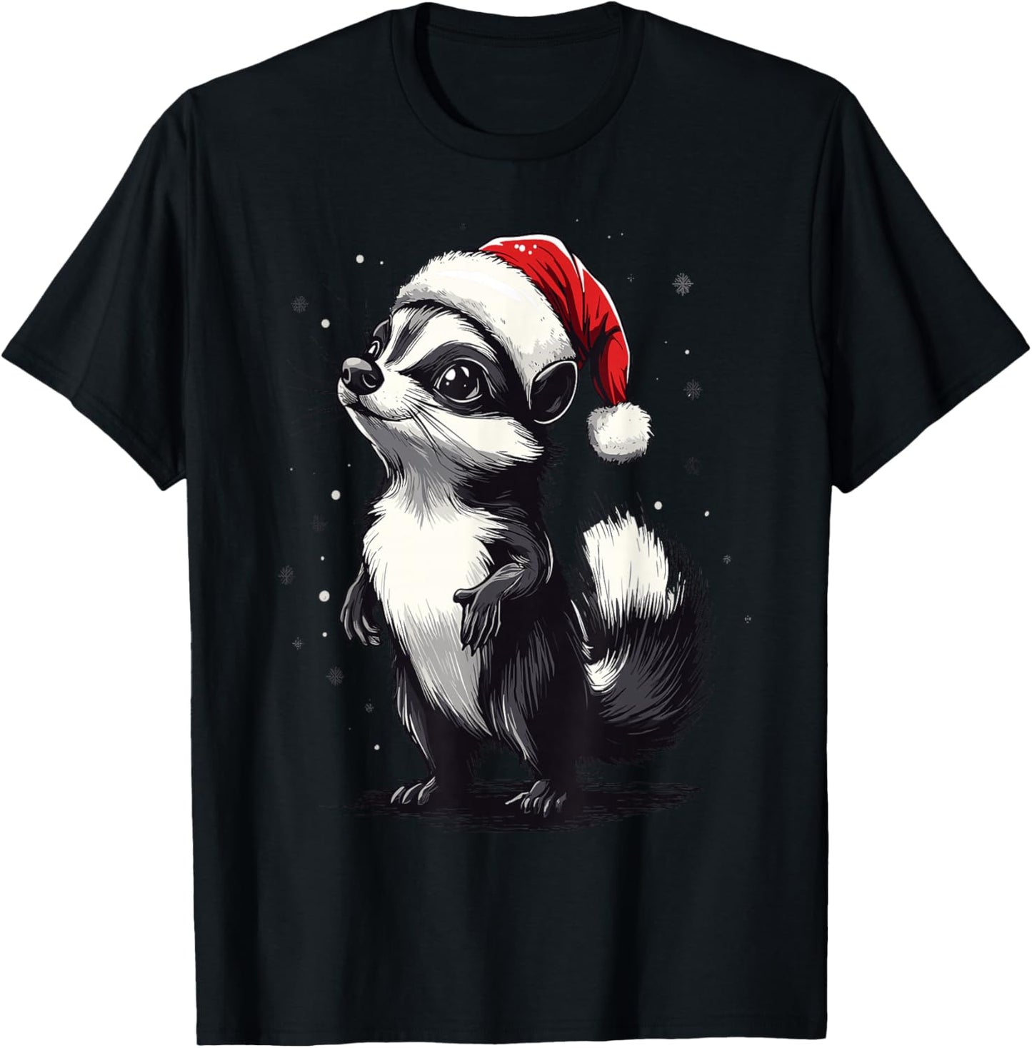 Skunk Santa Hat Funny Xmas Skunk Lovers Christmas Pajama T-Shirt - T-Shirt | Black