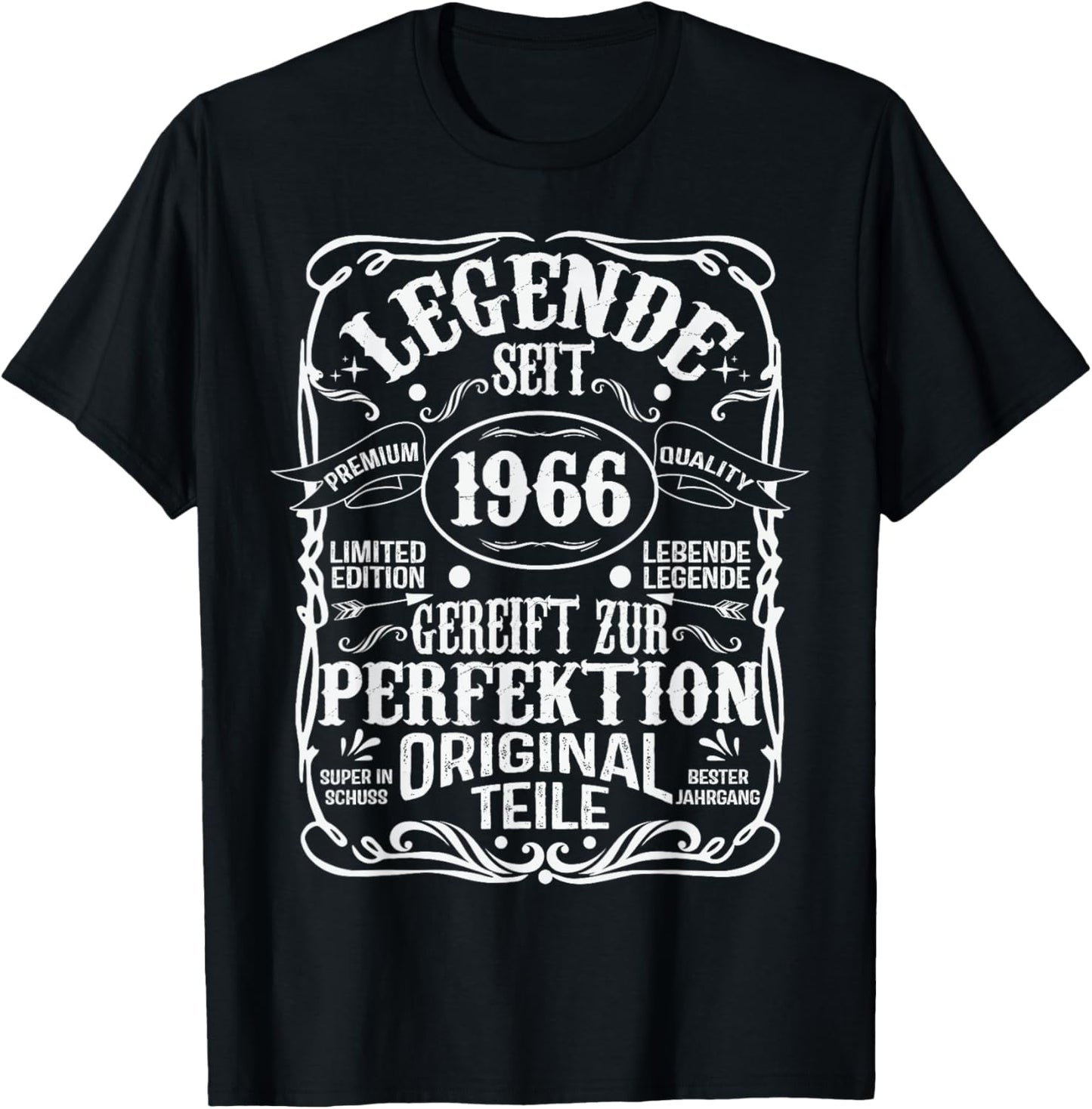 60th Birthday Man Woman 60 Years 1966 Decorative Gift Funny T-Shirt - T-Shirt | Black