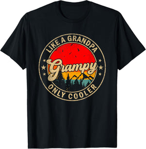 Grampy Like A Grandpa Only Cooler Funny Papa Grandpa T-Shirt - T-Shirt | Black