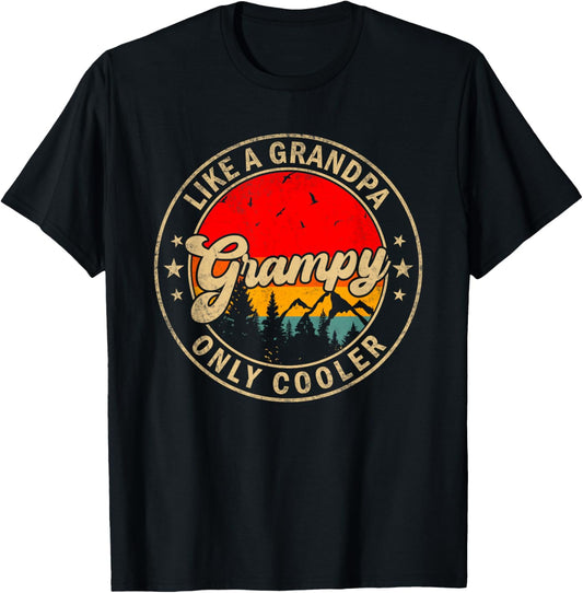 Grampy Like A Grandpa Only Cooler Funny Papa Grandpa T-Shirt - T-Shirt | Black