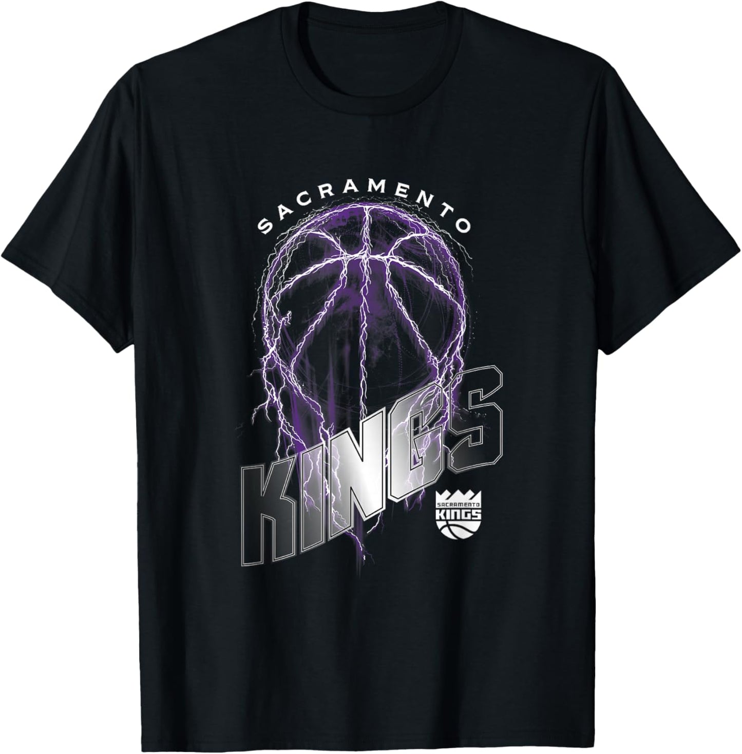 NBA Sacramento Kings Lightning Bolt Basketball Logo T-Shirt - T-Shirt | Black