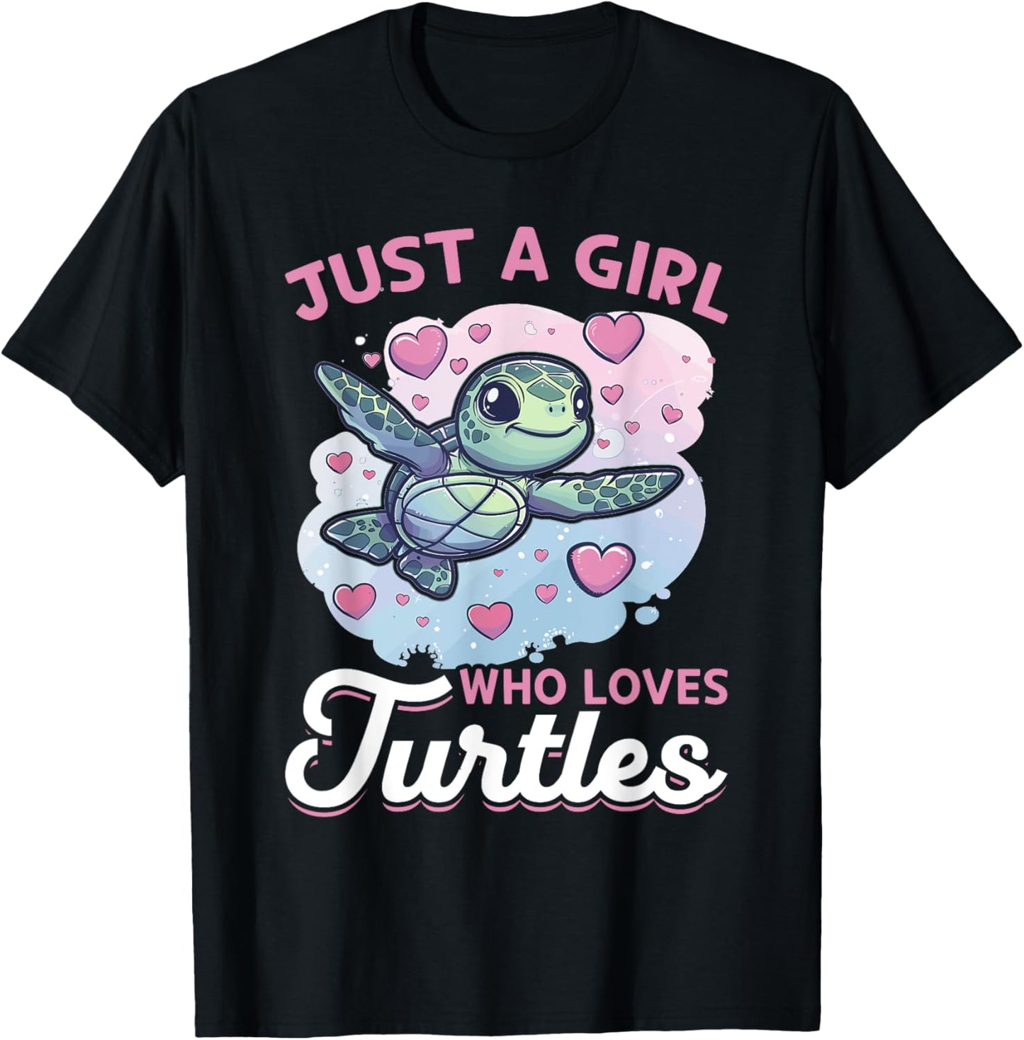 Funny Sea Turtle Animal Just A Girl Who Loves Turtles T-Shirt - T-Shirt | Black