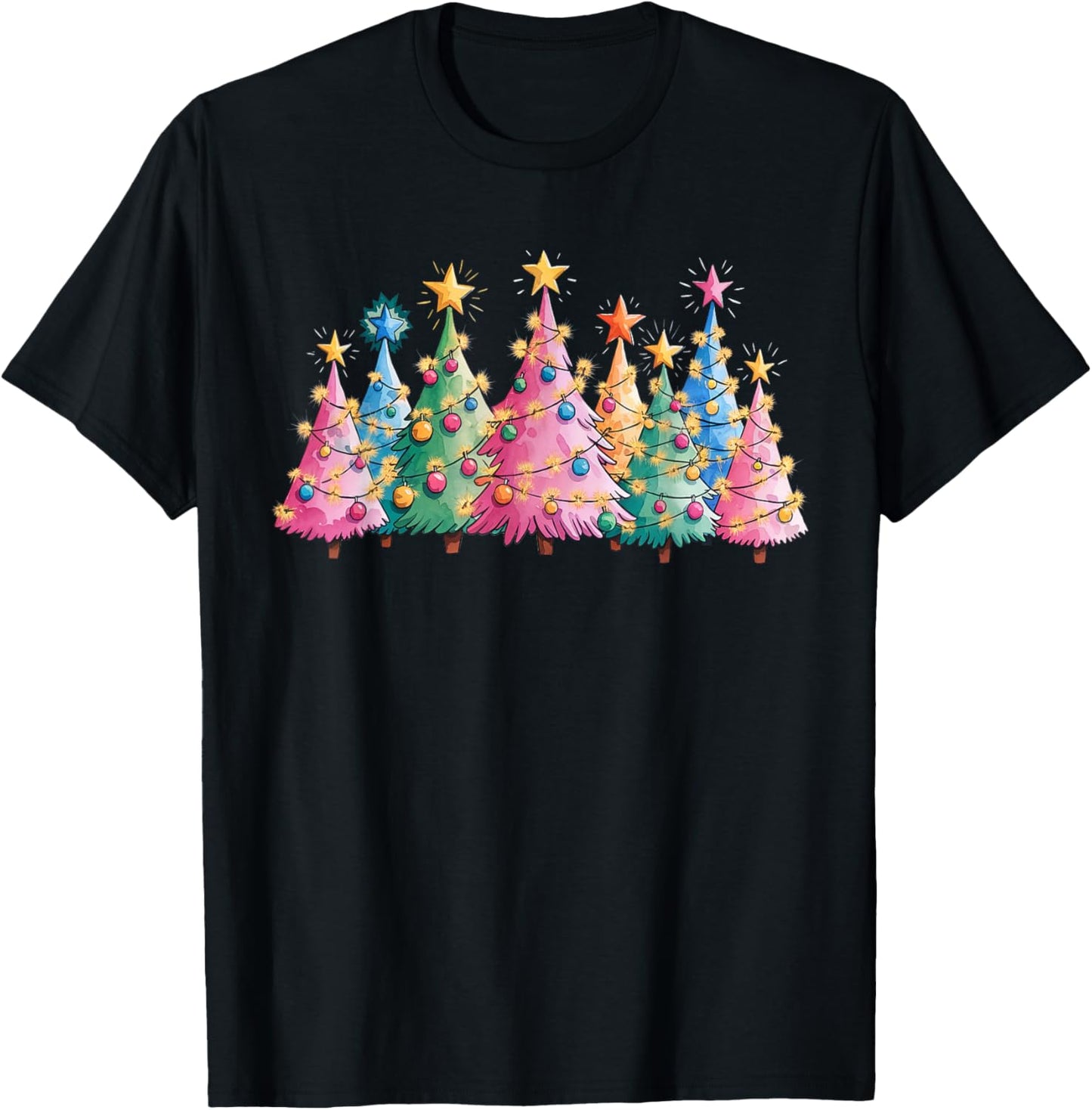 Merry Christmas Pink Christmas Tree, Pink Christmas Costume T-Shirt - T-Shirt | Black