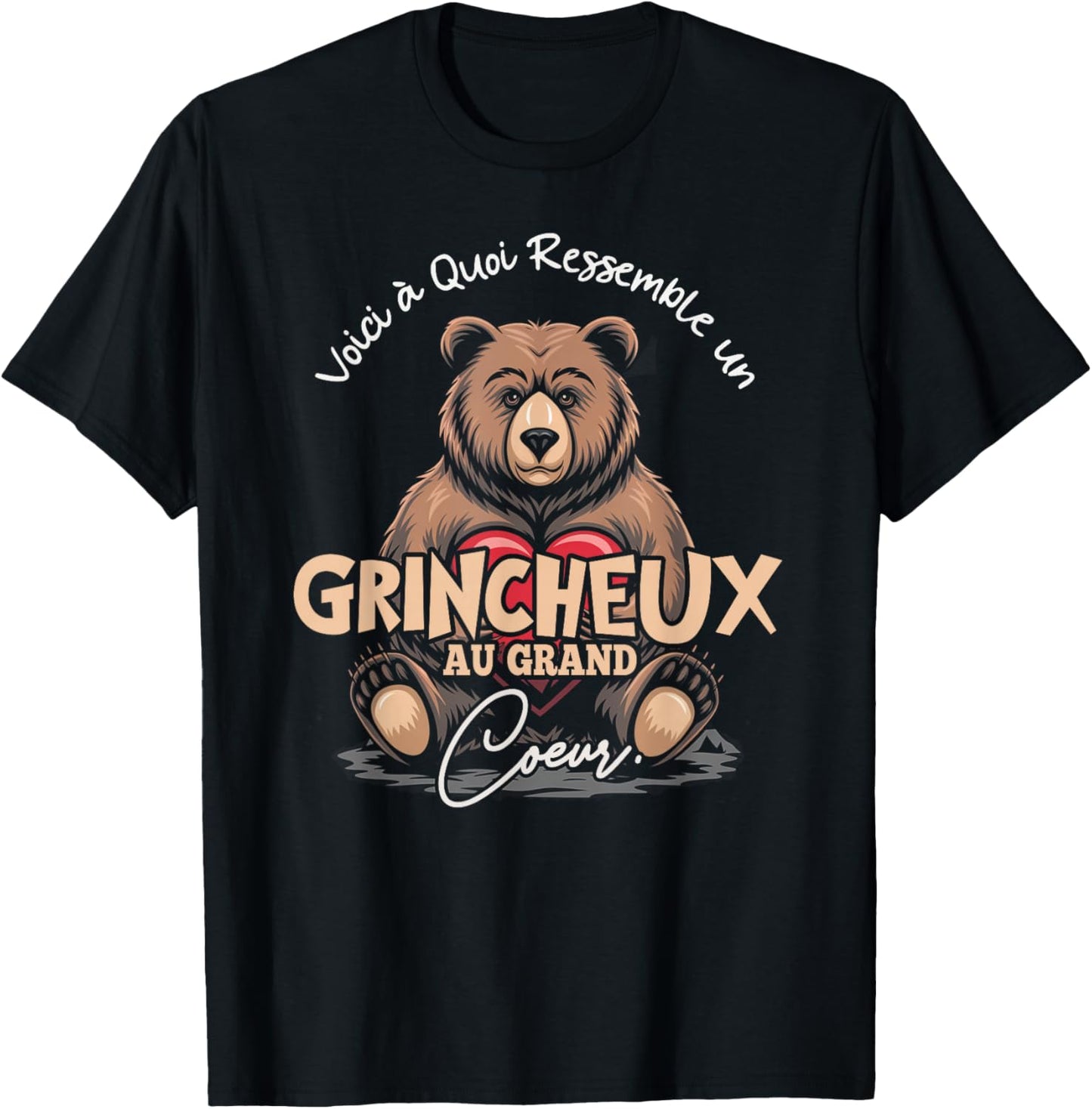 Râleur Râleur Humour Party Papa Grandpa - Grumpeux Au Grand Coeur T-Shirt - T-Shirt | Black