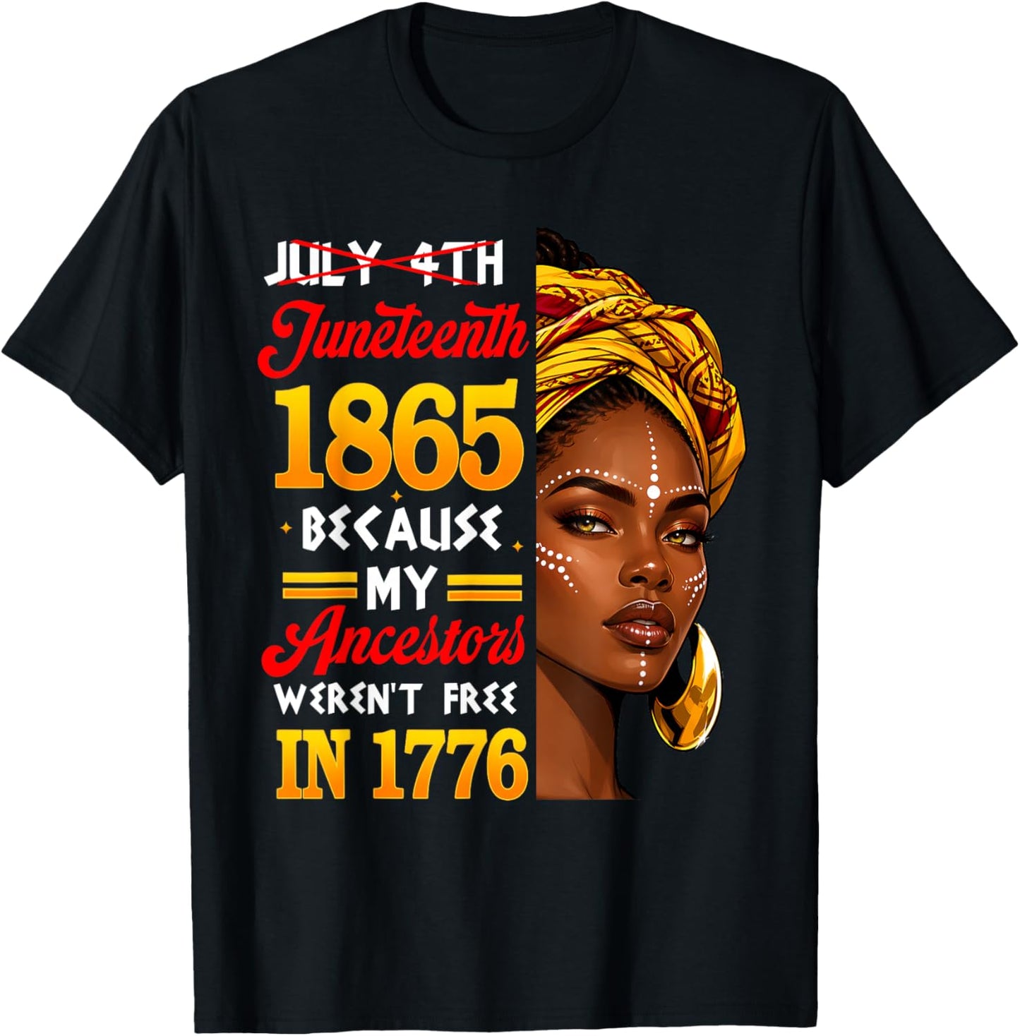 Juneteenth 1865 Afro African American 4th of July Men Women T-Shirt - T-Shirt | Black