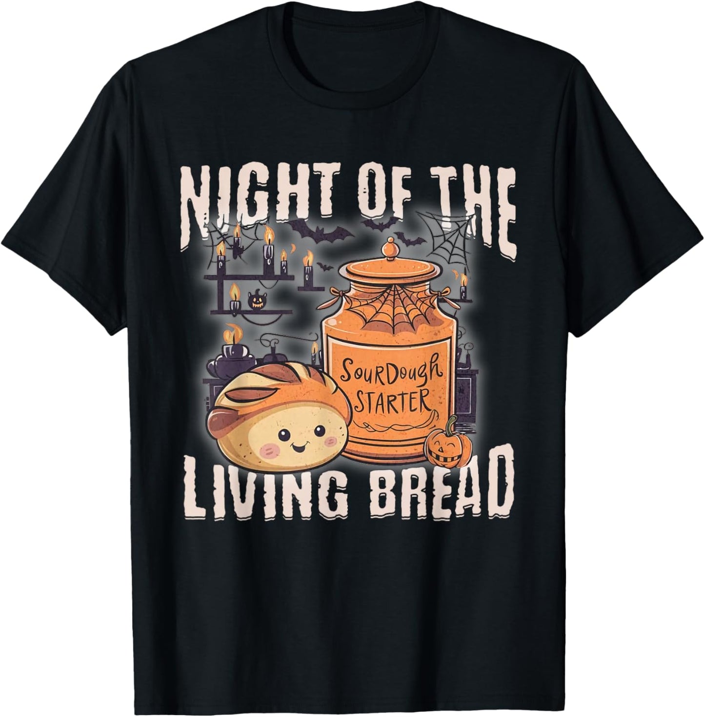 Night Of The Vintage Living Halloween Bread Spooky Season T-Shirt - T-Shirt | Black