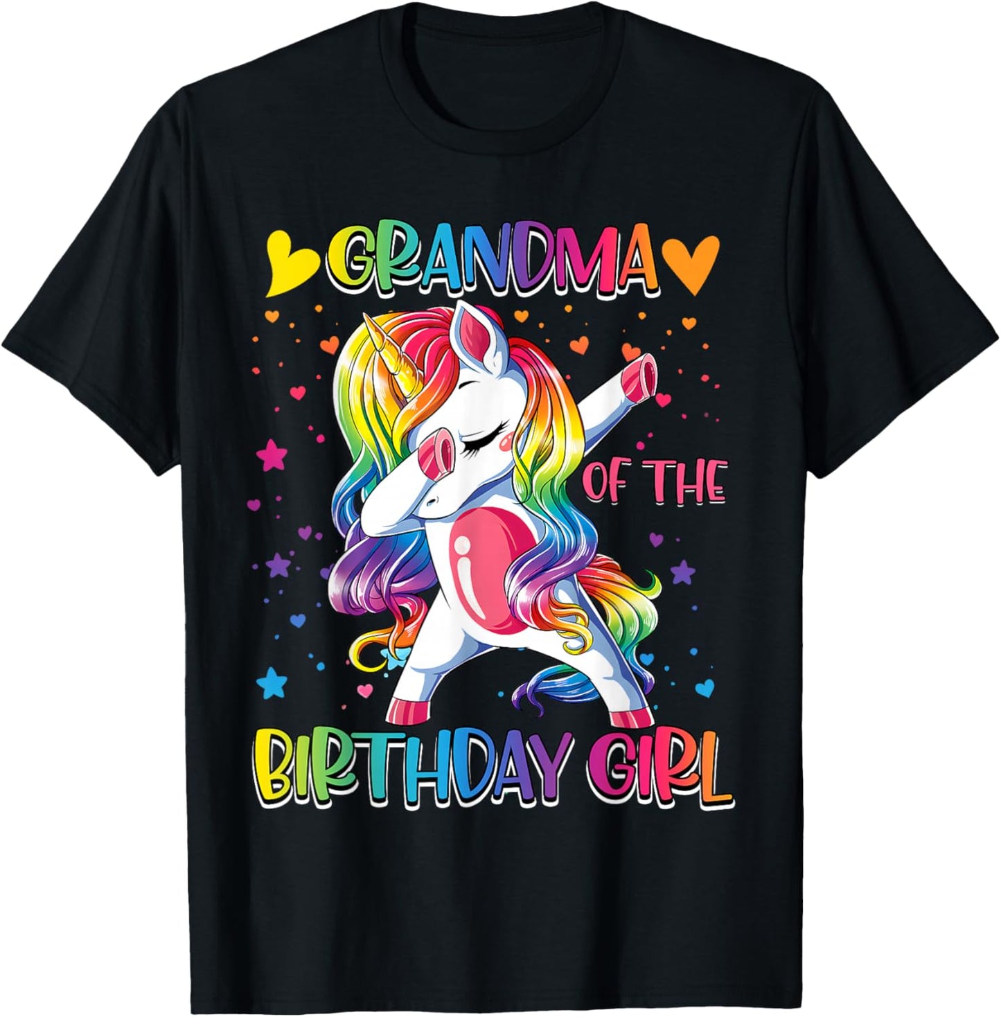Grandma of The Birthday Girl Unicorn Family Matching Party T-Shirt - T-Shirt | Black