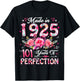 101 Year Old Made in 1925 Floral 101st Birthday Women T-Shirt - T-Shirt | Black