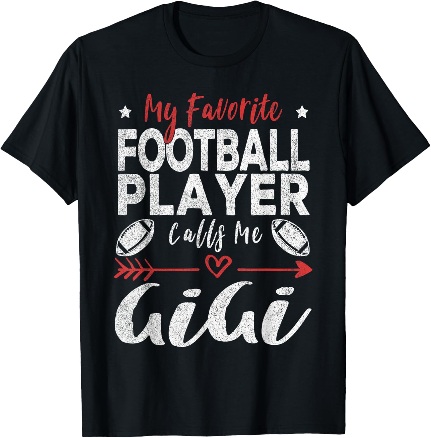 My Favorite Football Player Calls Me Gigi Football Grandma T-Shirt - T-Shirt | Black
