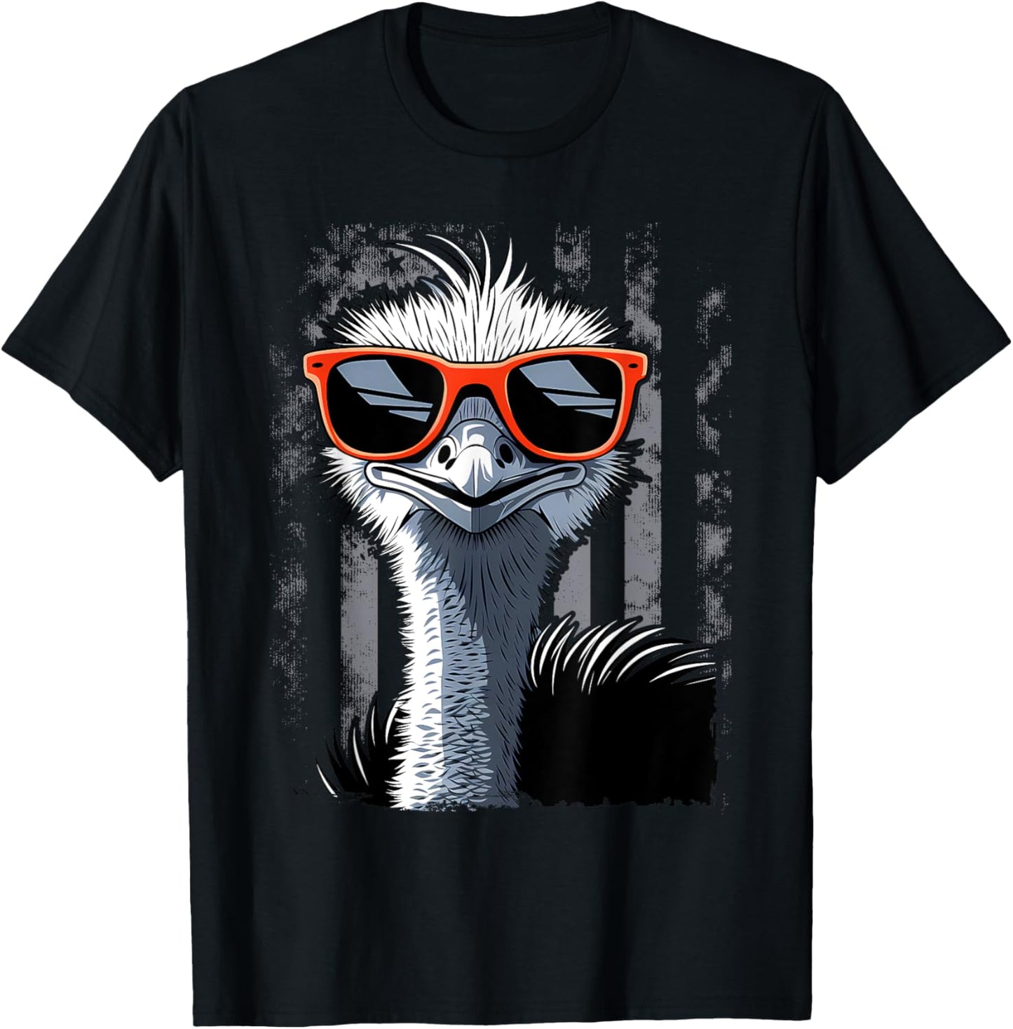 Cool Emu Bird Wearing Sunglasses Graphic Art T-Shirt - T-Shirt | Black