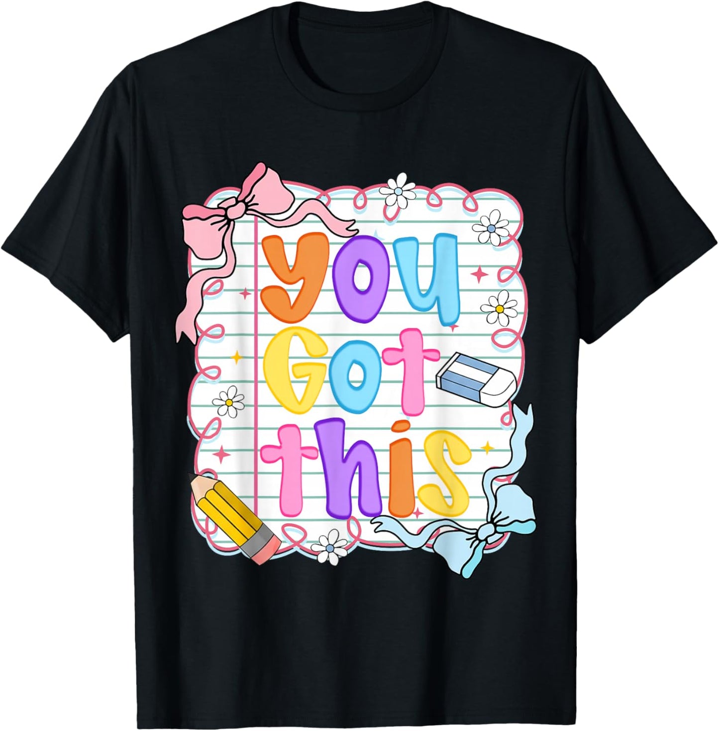 Testing Day Coquette Test Day You Got This Teacher Kid Bow T-Shirt - T-Shirt | Black