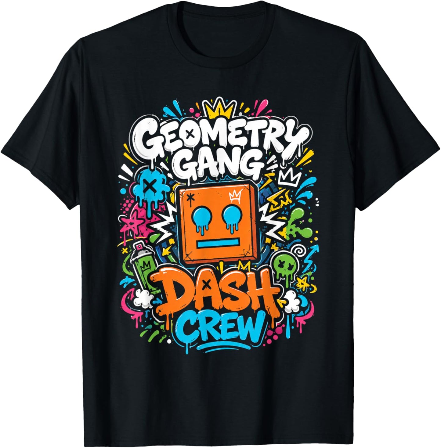 Geometry Gang Dash Crew Video Gamer T-Shirt - T-Shirt | Black